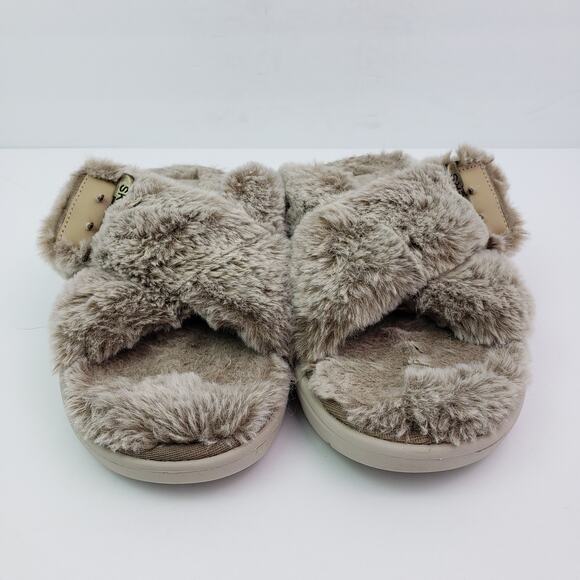 Skechers Go Lounge Womens Size 8 Tan Slip On Faux Fur Slippers Sandals SN175100 - Picture 5 of 9